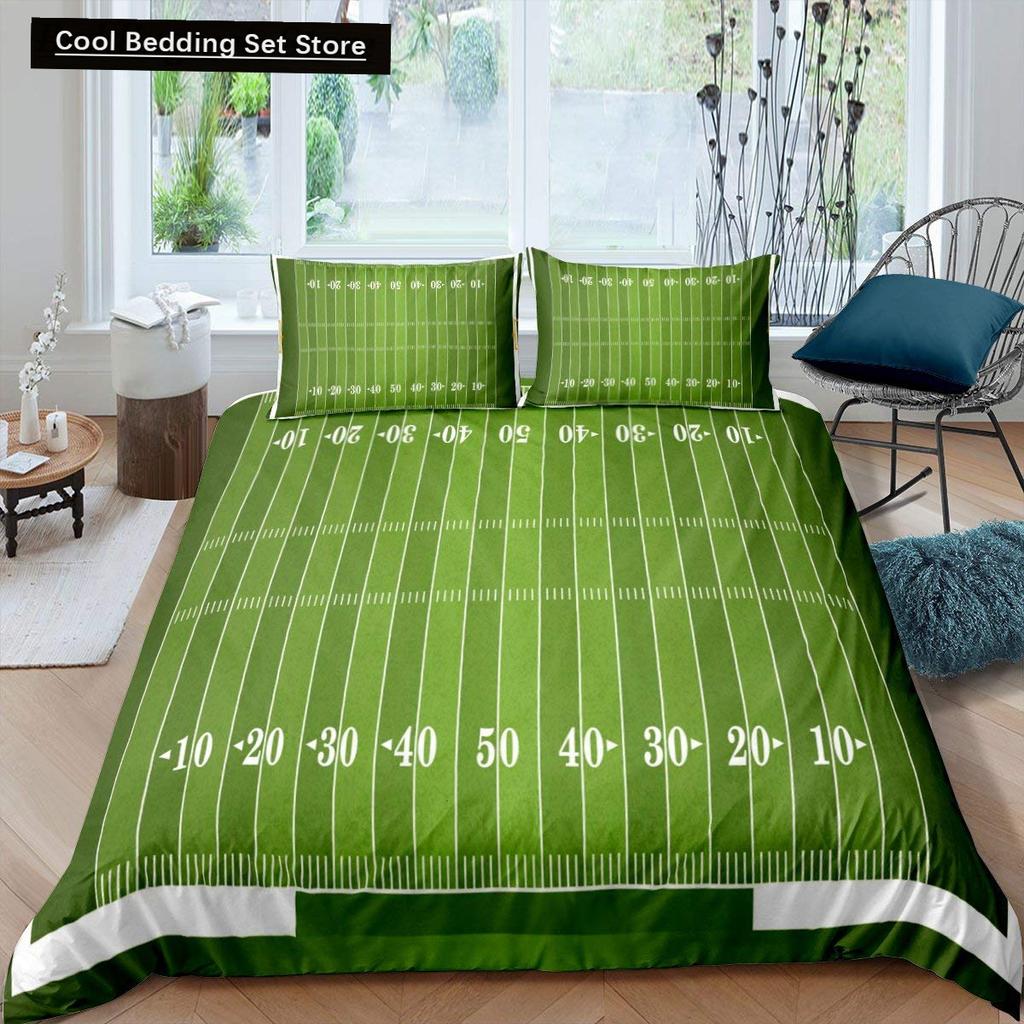 Зеленый футбольное поле King Queen пододеяльник футбольное поле одеяло покрывало мальчики мужчины спортивные игры комплект постельного белья полиэстер пододеяльник