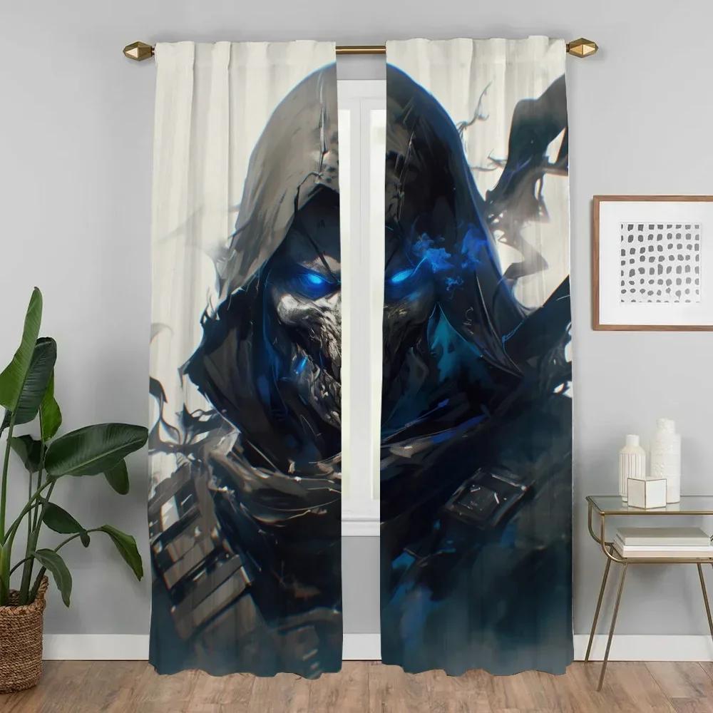 Skeleton Killer Home Interior Curtains for Living Room Blackout Curtain Halloween Decoration Shades Tulle for Bedroom Partition