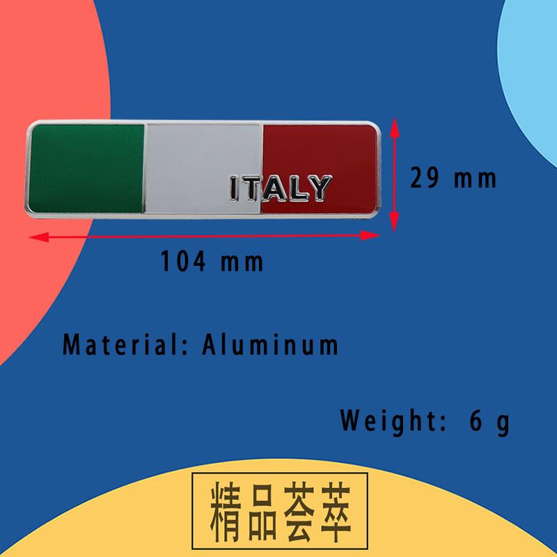 Italy Flag Italian National Flag Logo for Car Fender Trunk Rear Bonnet Nameplate Decal Emblem Badge Sticker