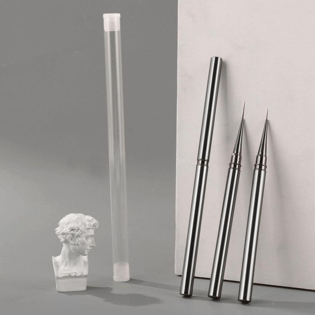 Набор ультратонких ручек-лайнеров и кистей для нейл-арта цвета оружейной стали для точной прорисовки линий и рисования цветов