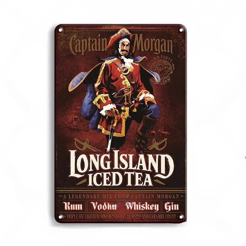 Винтажные жестяные знаки с ромом Captain Morgan, плакаты, настенный декор, ретро-металлический знак, Havana Club, Bacardi, Kraken, табличка, бар, кухня