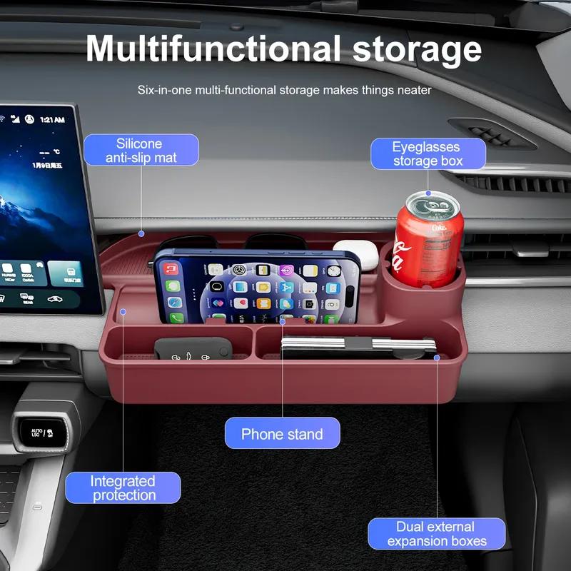 LHD Soft Silicone Co-pilot Dashboard Storage Organizer Tray Box For Toyota RAV4 2026-2028 Car Passenger Console Sundries