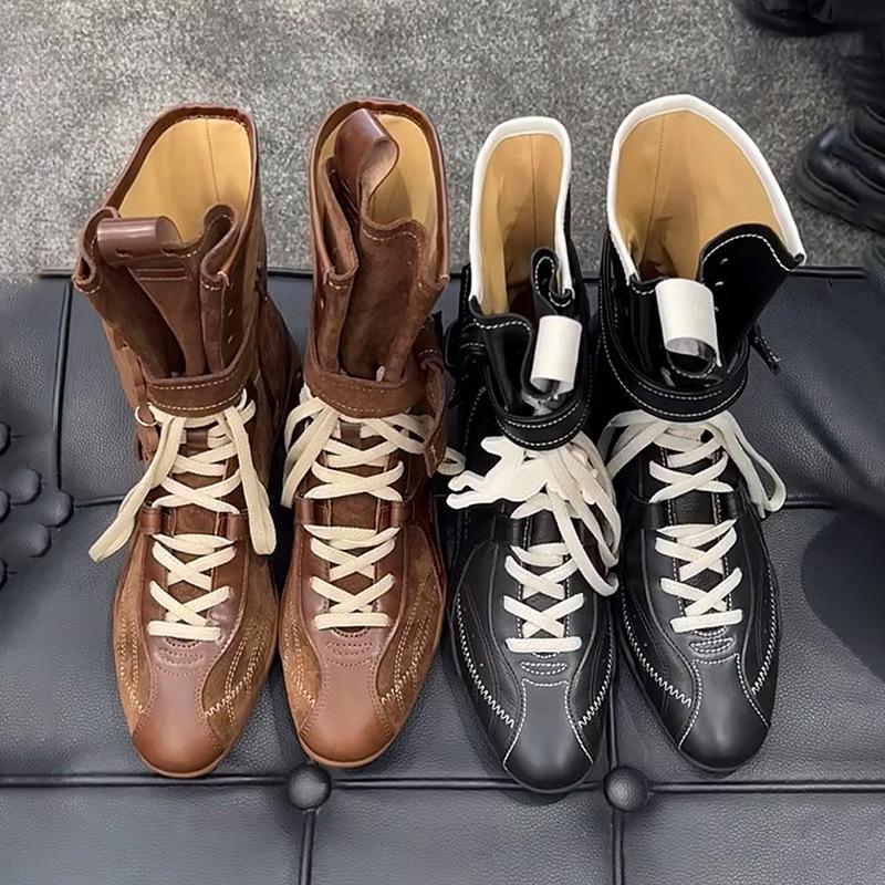 Версия из коровьей кожи~ Ботинки Мартина на плоской подошве с внутренней высотой, женские 2025, новые боксерские ботинки из матовой кожи на шнуровке, короткие ботинки, немецкие тренировочные ботинки