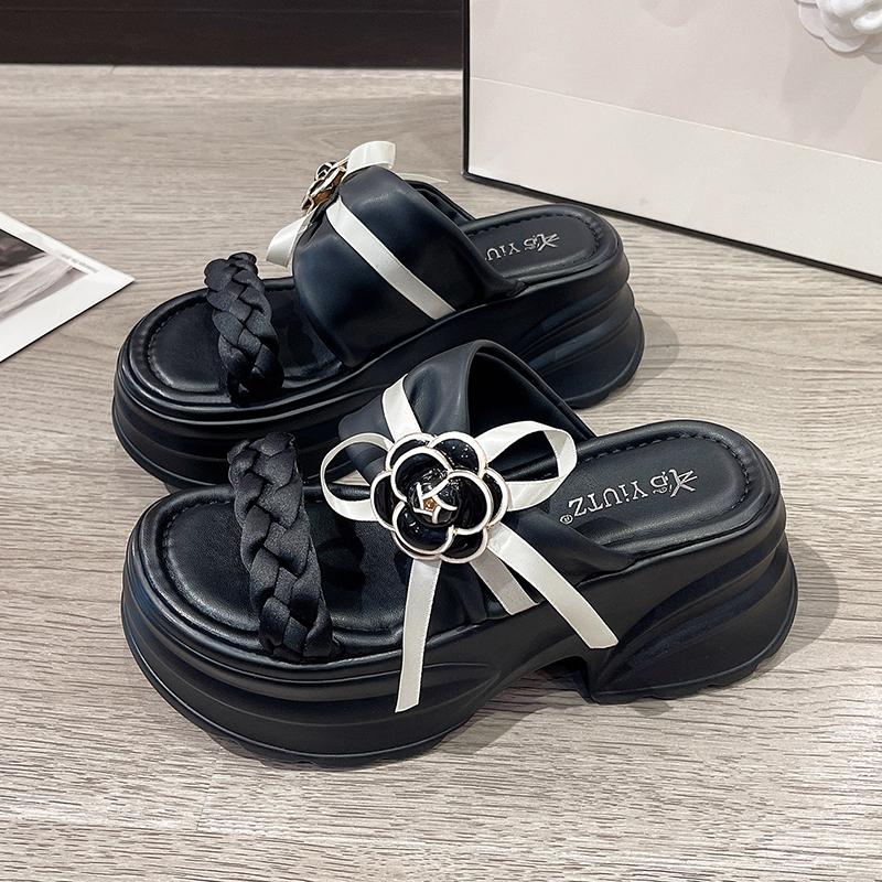 Модные туфли на каблуке 9 см, массивные шлепанцы для женщин с открытым носком, сандалии из кожи на высокой платформе, женские новинки лета 2025, пляжные шлепанцы на толстой подошве