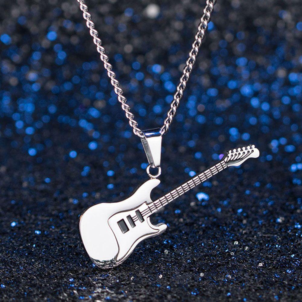 Men Rock Music Chain Necklace Guitar Pendant