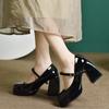 Fashion 2024 Mary Jane Women's Shoes Thick Sole Autumn and Winter New Thick Heel Gentle Style Single Strap High Heels Versatile