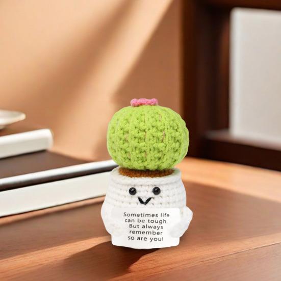 Вязание крючком позитивных горшечных растений с картой Эмоциональная поддержка ручная работа вязание подсолнух суккулент