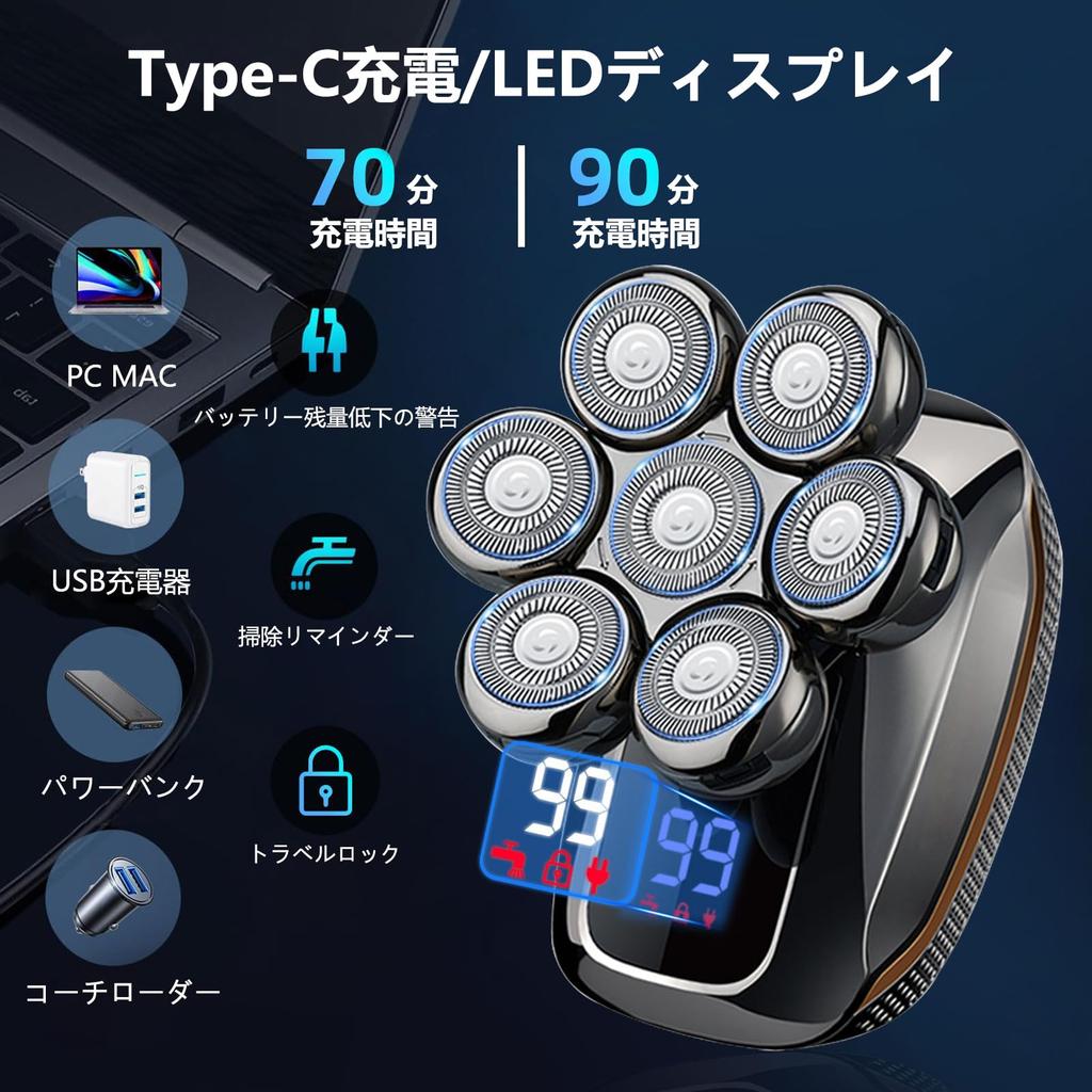 Electric IPX7 Rotary Nose Hair LED Perfect Gift for Dad or Gift Set Men's Shaver, 6-in-1, Waterproof, Wet/Dry Use, Shaver, Trimmer, Face/Head Shaver,