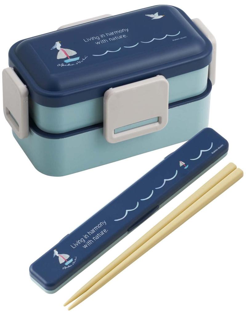 Skater Антибактериальный Ланч-бокс с мягкой крышкой для сервировки 600 мл Акико Обучи Сделано в Японии Куполообразный 2-ярусный PFLW4AG-A