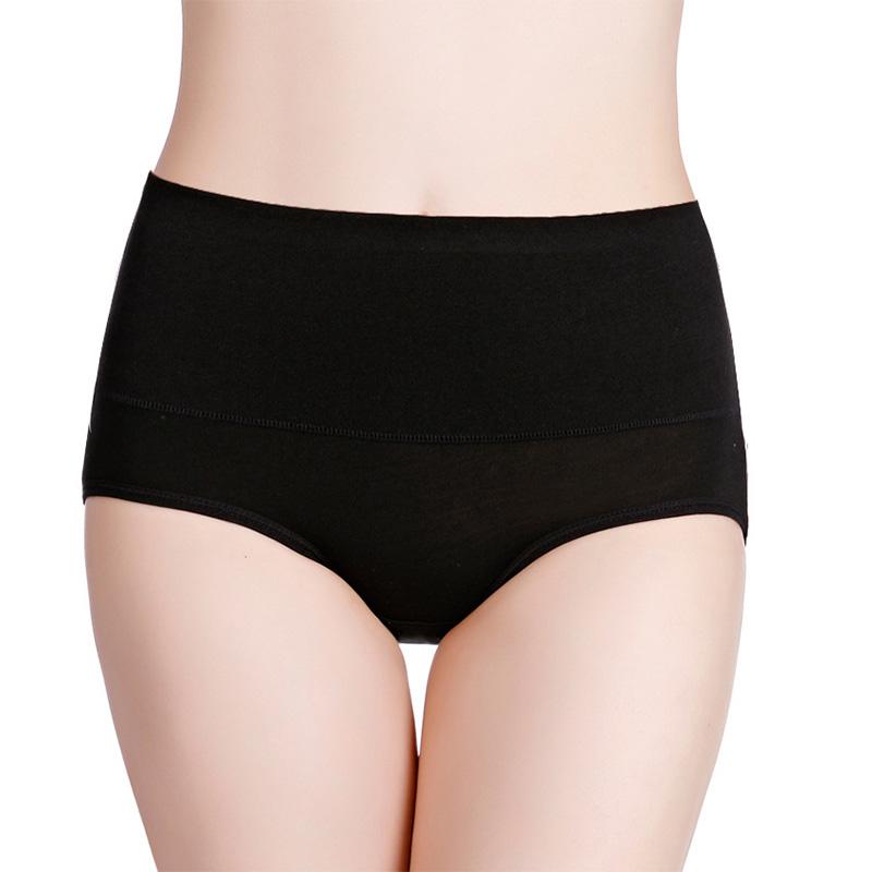 Women Plus Size Solid Color M-7XL Briefs Underwear High Waist Panties Cotton Underpants Lingerie