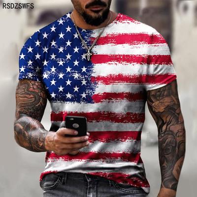 Модная мужская футболка в полоску с флагом США и 3D принтом, мужская футболка большого размера, летняя дышащая мужская футболка с короткими рукавами, топы, футболки