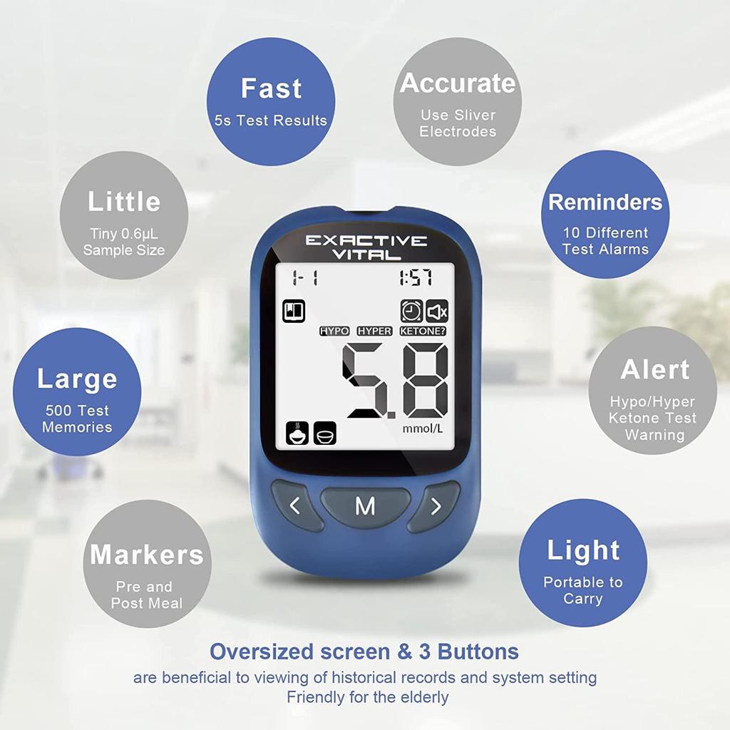 Глюкометр EXACTIVE VITAL с тест-полосками и ланцетами для экспорта
