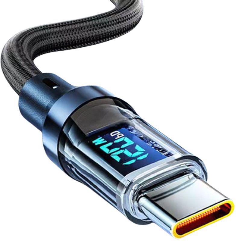120W Fast Charging Dual Type-C Cable with Intelligent Display for Apple & Huawei Devices