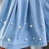 Girls Denim Pearl Short Skirt Summer Fashion Pleated Skirt Children's Culottes
