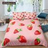Набор пододеяльников с клубникой для девочки, размер King Size, комплект чехлов для одеяла, красный набор постельного белья с клубникой, чехол для одеяла с фруктами и едой для детей, подарок