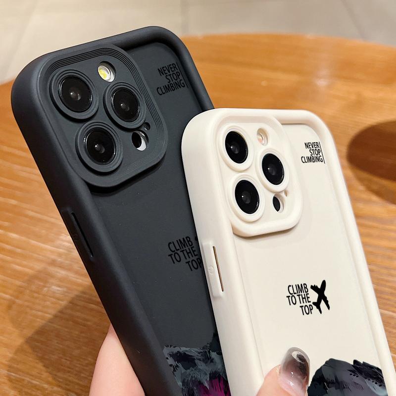 Для iPhone 16E 15 Pro Max 14 Pro 13 12 11 XR XS 8 7 Чехол Узор Самолет Гора Защита Объектива ТПУ Ударопрочный Мягкий Силиконовый Чехол для Телефона Накладка