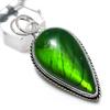 Подвеска из стерлингового серебра 925 пробы с натуральным зеленым лабрадоритом 2,17 дюйма E2g65