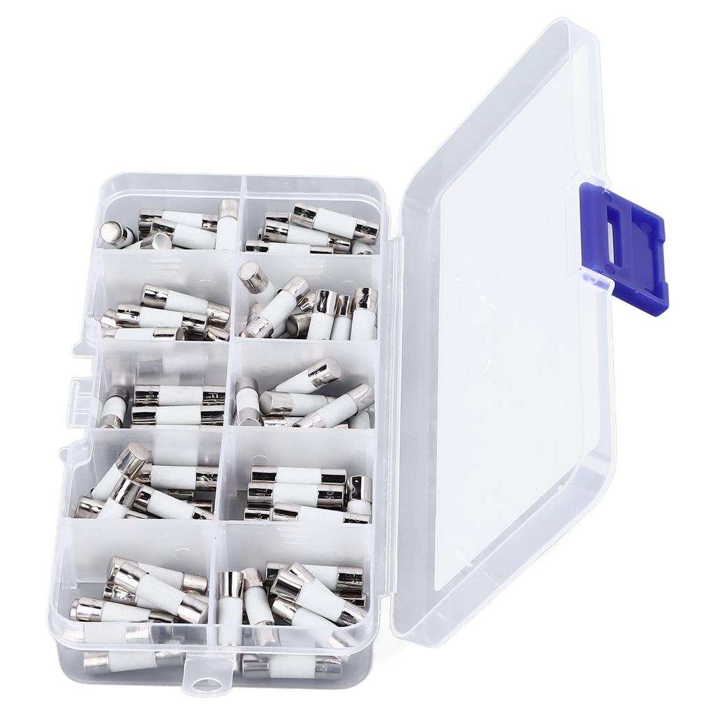 100 шт. набор трубчатых предохранителей 5x20 мм многофункциональные керамические трубчатые предохранители ассортимент комплект 250 В 0,5 А до 30 А