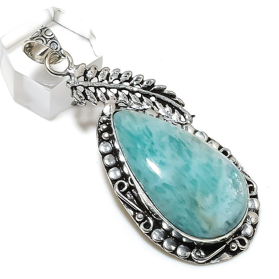 Ювелирный кулон из натурального амазонита из серебра 925 пробы 2,56 дюйма Z2j82
