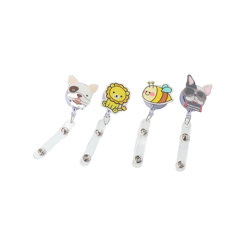 Cat Puppy Dog Badge Holder Cartoon Animals Easy Pull Buckle Nurse Badge Reel Doctor Students