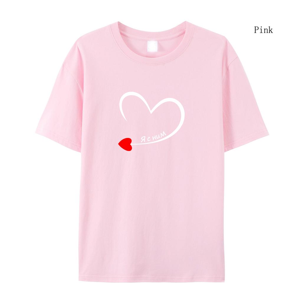 King Queen Пара с короткими рукавами «Я с ней» с принтом Летняя футболка с короткими рукавами Мужская футболка Женская футболка с короткими рукавами