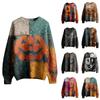 Long Sleeve Pullover Sweaters For Women O Neck Casual Cute Printing Knit Oversized Sweater