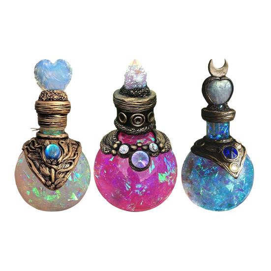 Флакон волшебного зелья «Аура русалки», винтажный флакон для духов из смолы и кварца, флакон желаний, подарок ручной работы для нее, девушки, жены.