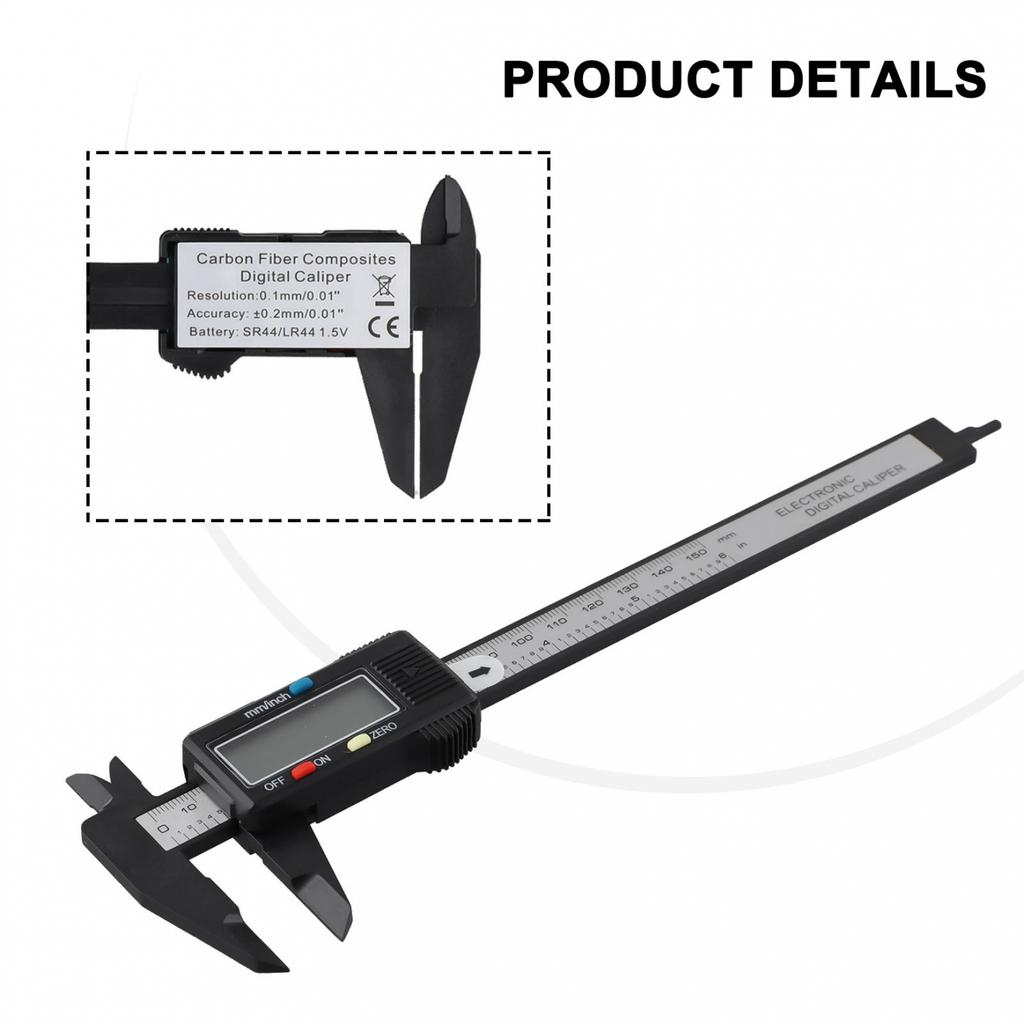 Electronic Digital Caliper Vernier Carbon Fiber Micrometer Ruler 150mm