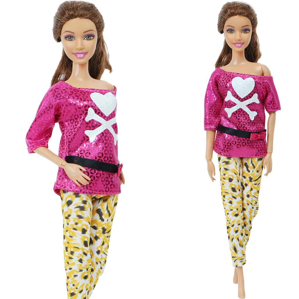 5 комплектов кукольной одежды для кукол Барби, брюки, блузки, мини-платья, наряды для куклы 1/6 11,5 дюймов, прекрасный подарочный набор для игрушек для девочек