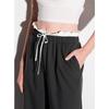 Sancai Ruffle Elastic High-Waist Wide-Leg Pants
