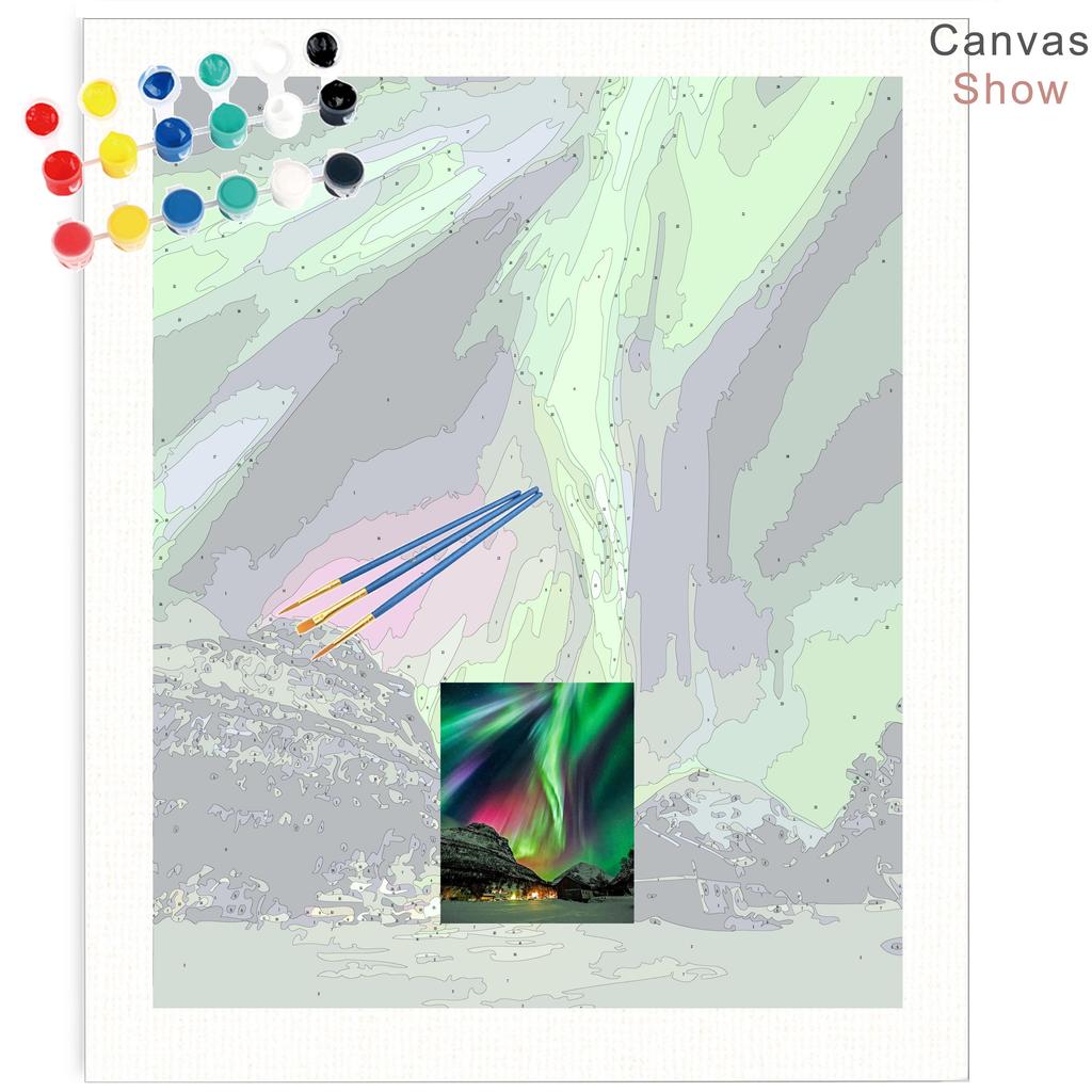 RUOPOTY Frame Picture Diy Painting By Numbers For Adults Green Aurora Landscape Canvas By Numbers For Home Decors Artwork