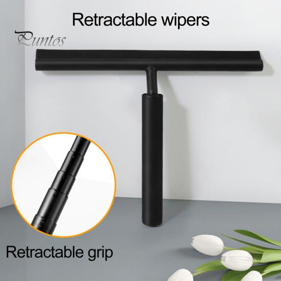 Скребок для окон, выдвижной, с противоскользящей ручкой, длинной ручкой, несверлящий силиконовый скребок для душа в ванной комнате