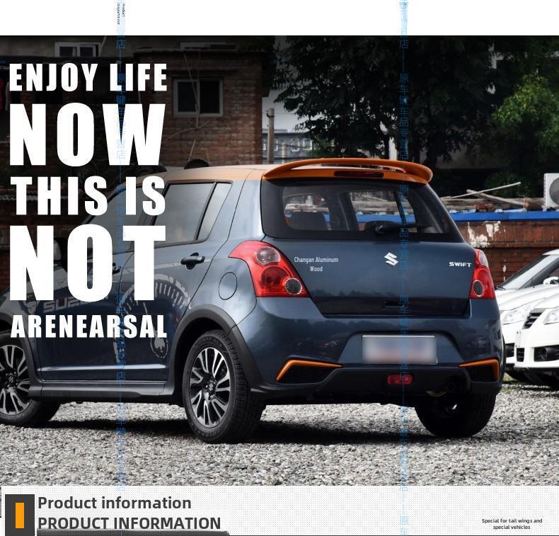 Задний спойлер для Suzuki Swift 06-16: АБС-пластик, Без сверления, Аэродинамический дизайн, Окрашенный.