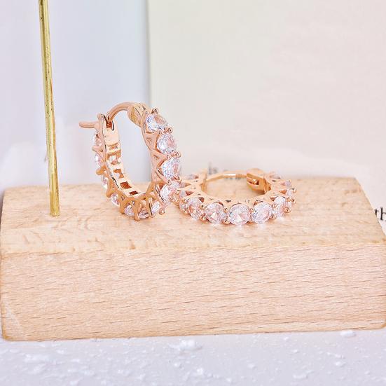 1 пара женских сережек-обручей с кубическим цирконием, круглые, маленькие серьги-кольца, серьги-клипсы для выпускного вечера, медные круглые серьги