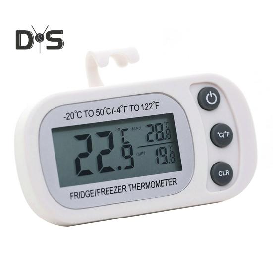 2 шт., цифровой термометр для холодильника, ЖК-дисплей, Макс/Мин, запись по Цельсию, по Фаренгейту, термометр для холодильника с крючком, кухонные рестораны