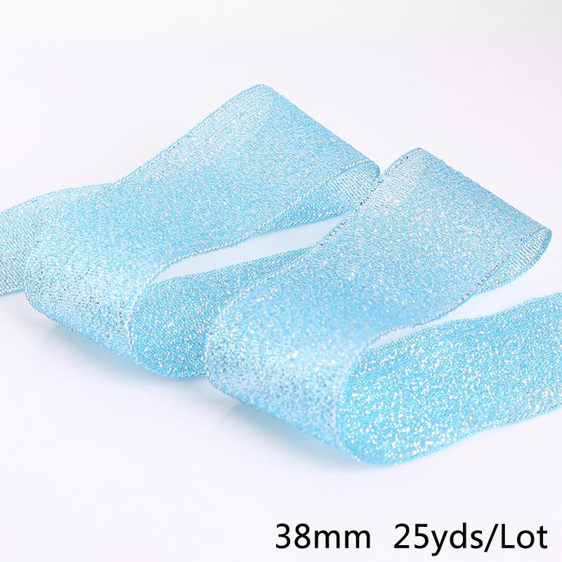 25 ярдов металлическая лента из органзы для украшения свадебной вечеринки, подарочная упаковка, рождественские ленты