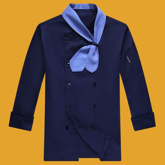 Униформа повара с галстуком-шарфом, двубортная, с пуговицами, воротником-стойкой, длинными рукавами, женская и мужская, рубашка повара, рабочая одежда