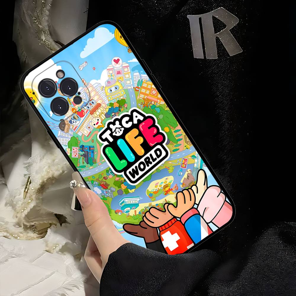 Toca Boca Toca Life World Phone Case For IPhone 17 16 15 14 13 12 11 Pro Max Plus Mini Soft Black Cover