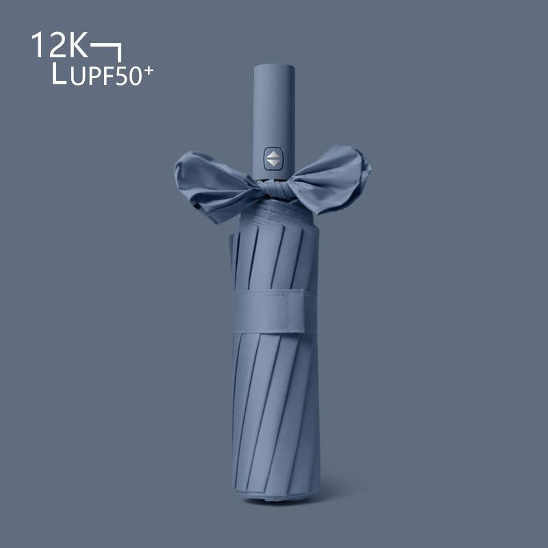 Fully Automatic 12-bone Large Sun Umbrella, Folding Vinyl Sunscreen Parasol, Weather and Rain Umbrella Can Be