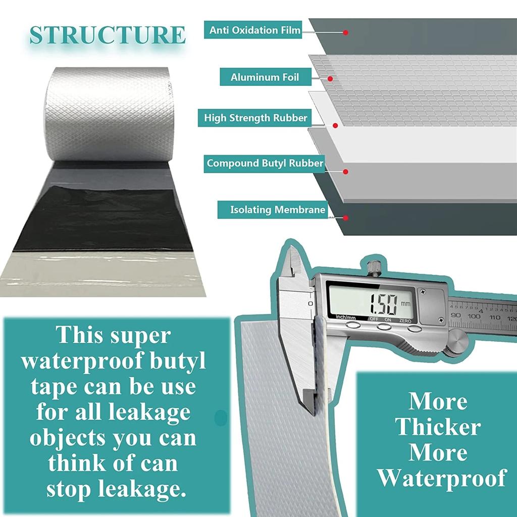 2023 Супер Супер Супер Прочная Бутиловая Лента Из Алюминиевой Фольги Водонепроницаемая Утолщенная Самоклеящаяся Уплотнительная Лента Для Ремонта Кровельных Труб Стикер Стоп Утечки Лента