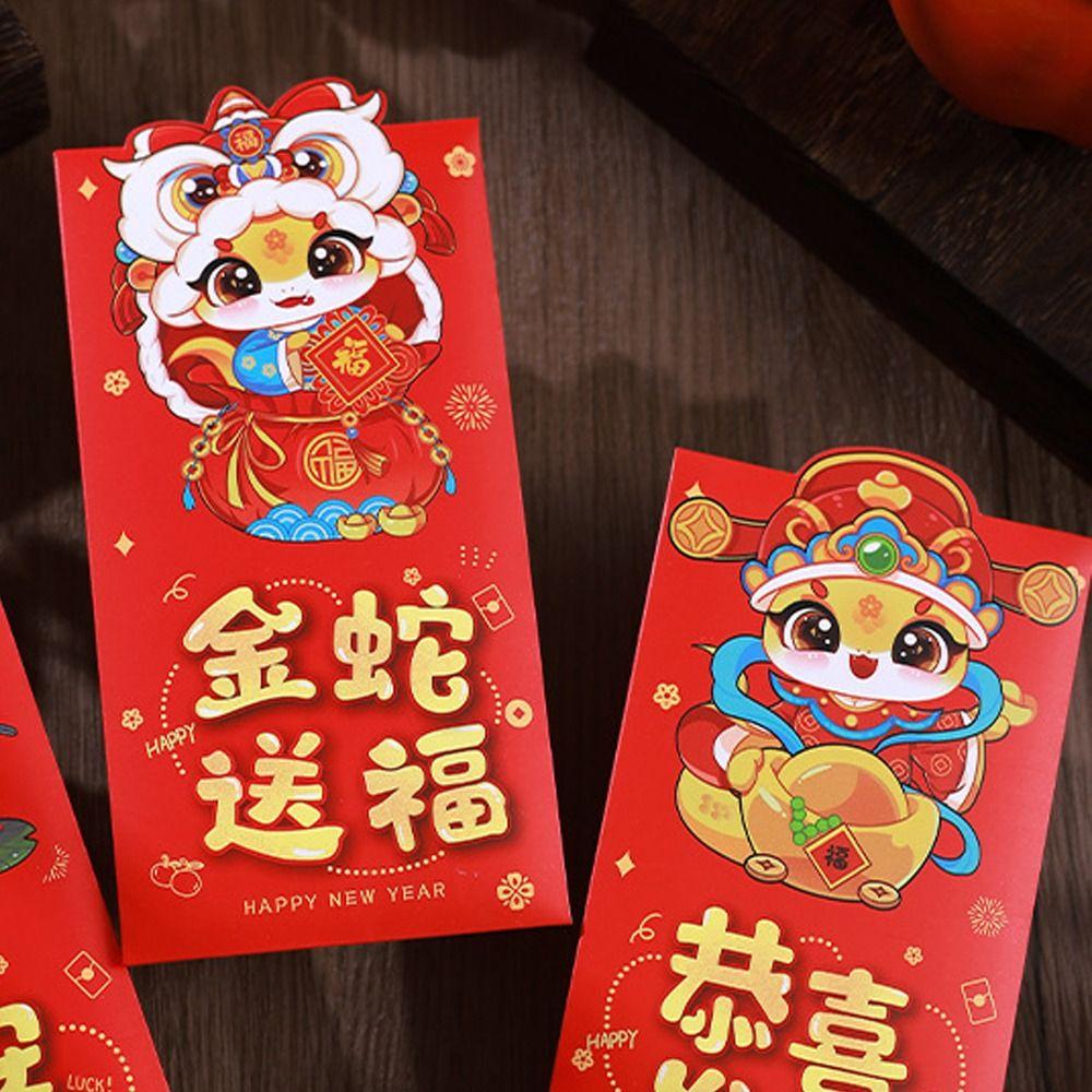 6pcs Chinese Style Chinese New Year Red Pocket Good Lucky Red Packets  Spring Festival Supplies