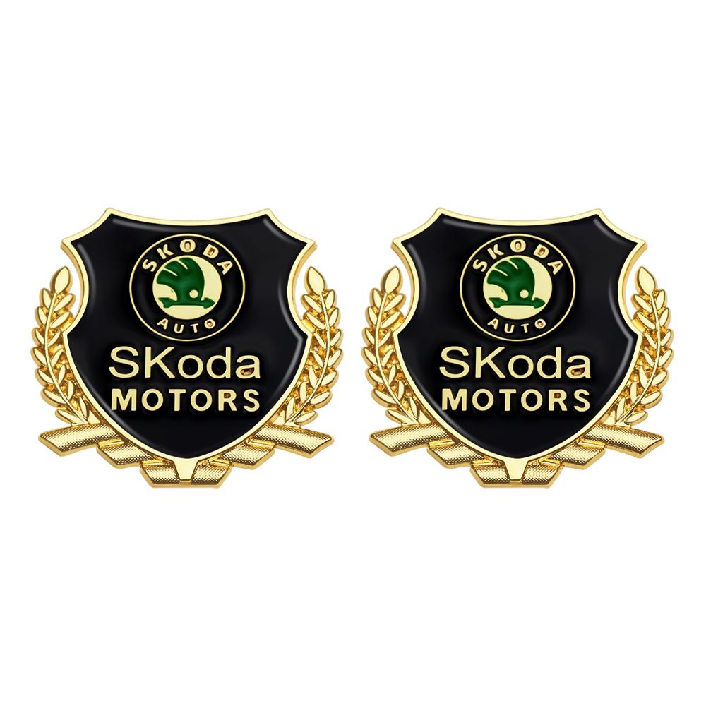 AAAJJ1 1/2Pcs 3D Metal Car Body Window Sticker Auto Decor Accessorie For Skoda Kodiaq Octavia Enyaq Kamiq Scala Rapid Superb Karoq Yeti