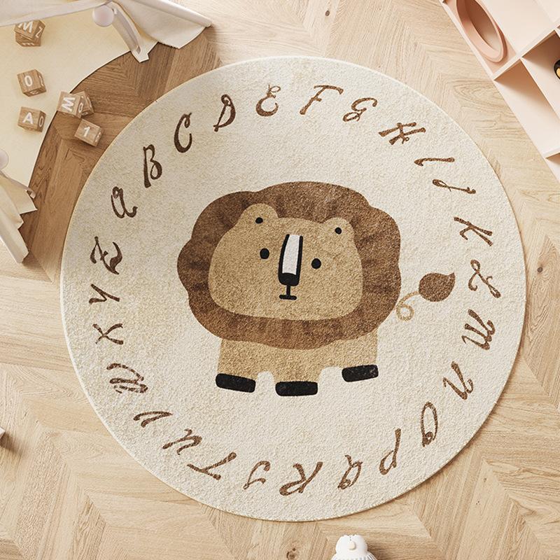 Cartoon Pattern Bedroom Decor Plush Carpet Thicken Washable Rug Cute Round Carpets for Living Room Fluffy Soft Lounge Floor Mat