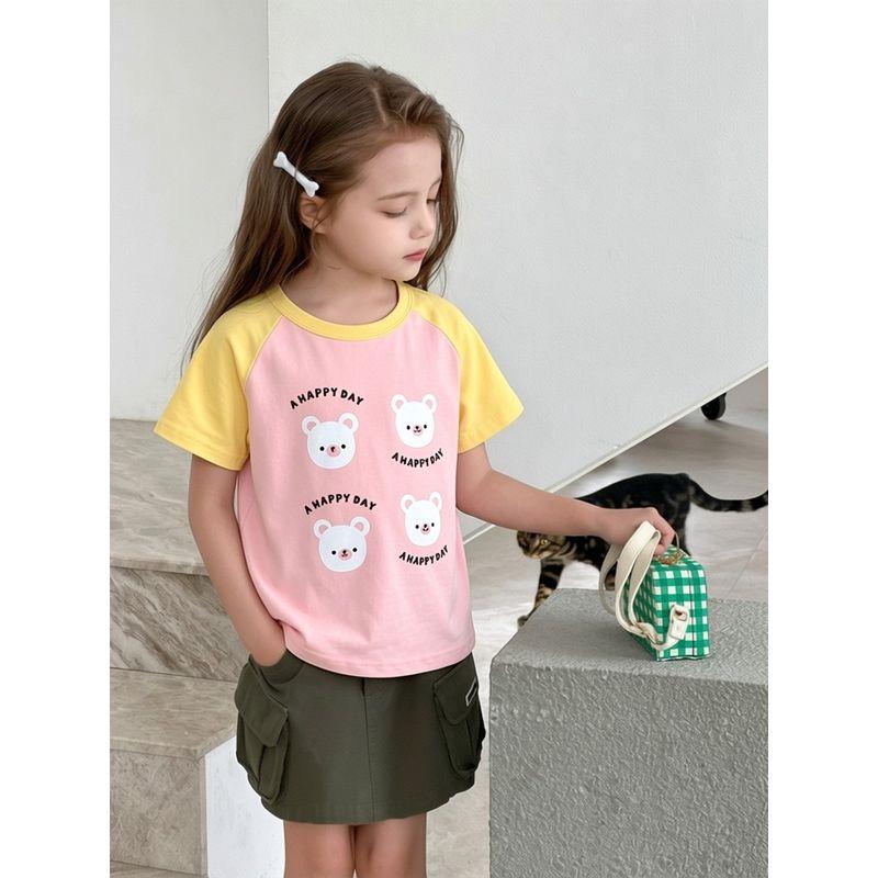 Brand Foreign Trade Children's Clothing Korean Style 2026 Summer New Cartoon Short-Sleeve T-Shirt Baby Clothes Pure Cotton Print