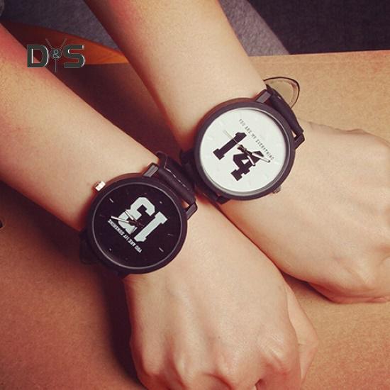 Унисекс Кварцевые наручные часы с номером на циферблате из искусственной кожи для пар