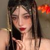 Retro Crystal Headpiece Long Tassel Forehead Chain Fringe Hair Accessories  Women's Hair Jewelry