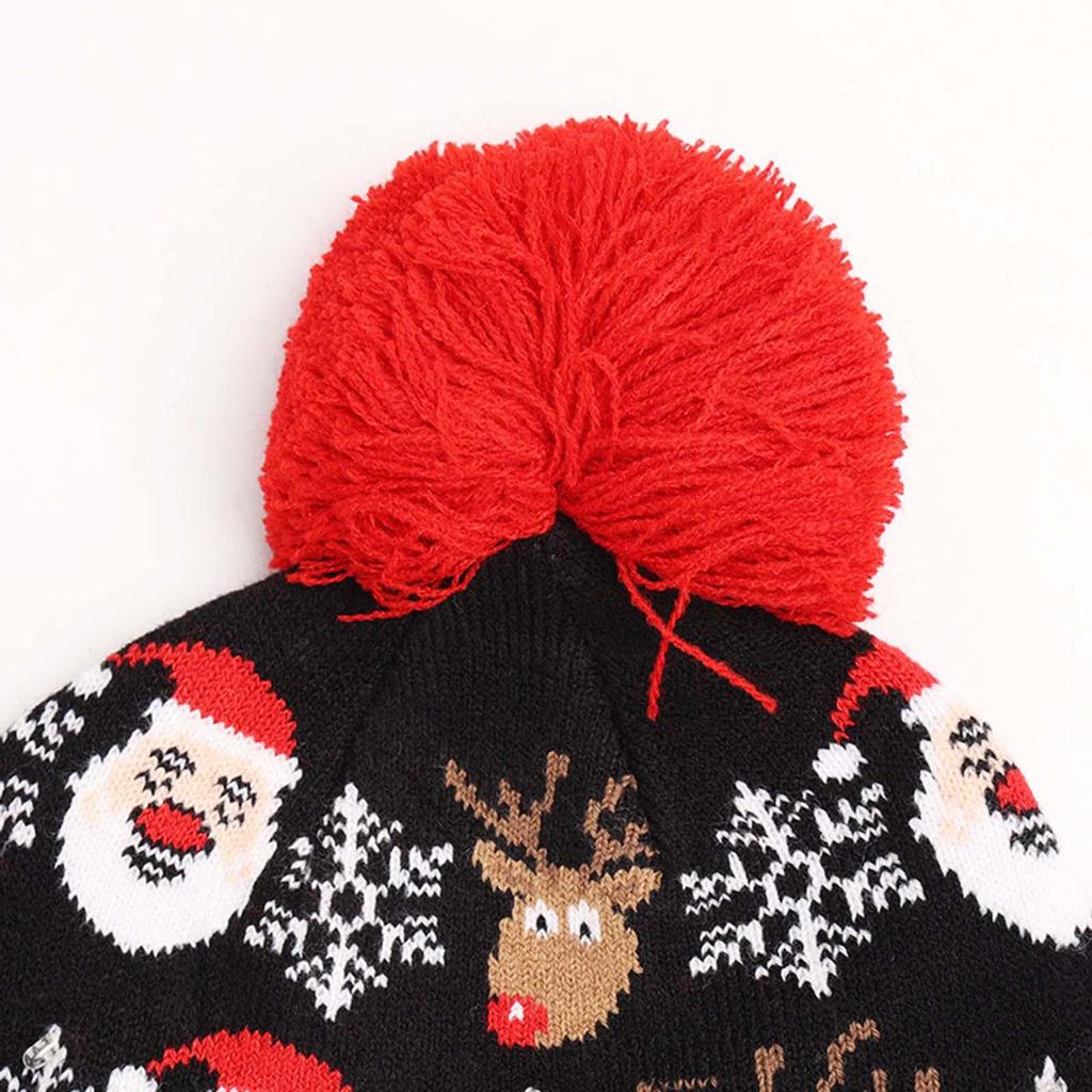 Рождественская шапка со светодиодной подсветкой, вязаная шапочка для взрослых и детей