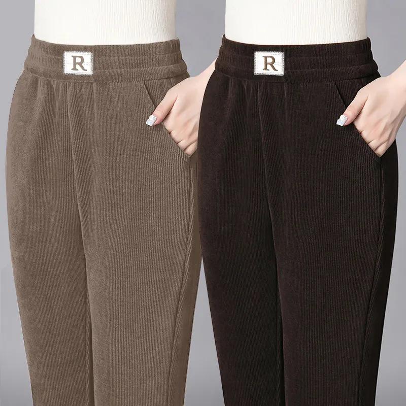 Corduroy & Velvet Thickened Harem Pants - Large Size, Autumn/Winter Casual Women’s Trousers, 2025 European Style