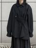 Women's Blouse Asymmetrical Japanese Style Top Streetwear Punk Cool Black Shirt Oversize Long Sleeve Button Up Alt Clothes