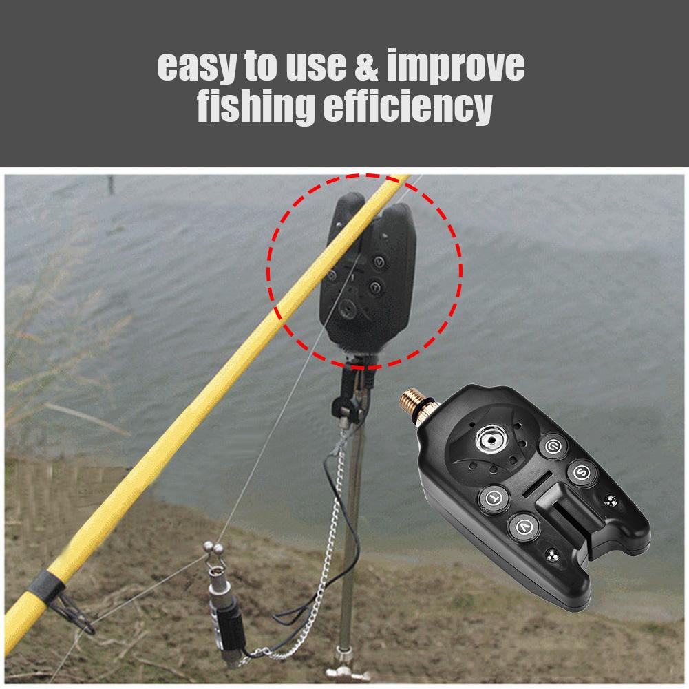 Светодиодный рыболовный электронный сигнализатор поклевки рыбы Звуковой сигнал оповещения Индикатор световой палочки (черный)